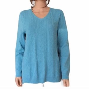 Talbots Women’s V Neck Cable Cotton Top